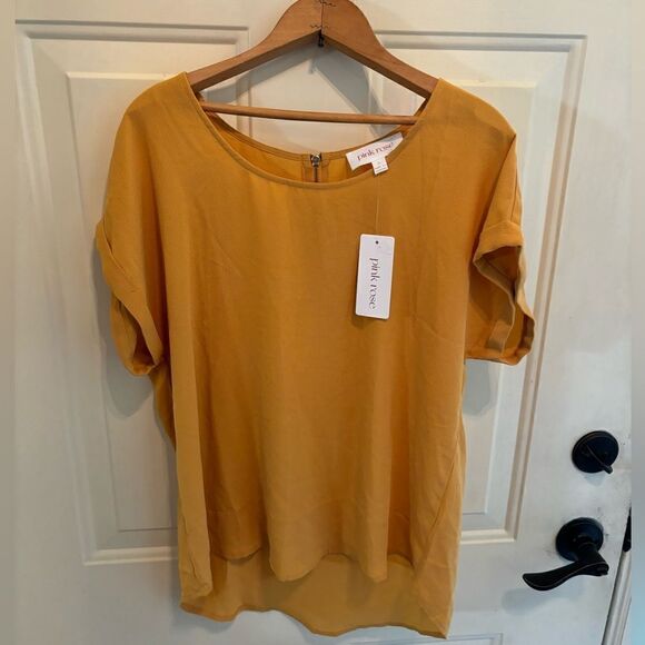 NWT Pink Rose Gold Short Sleeve Blouse size L - Picture 4 of 5